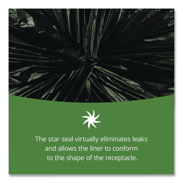 Total Recycled Content Plastic Trash Bags, 56 gal, 1.5 mil, 43" x 49", Black/Brown, 100/Carton