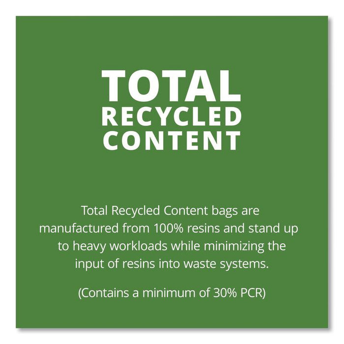 Total Recycled Content Plastic Trash Bags, 56 gal, 1.5 mil, 43" x 49", Black/Brown, 100/Carton