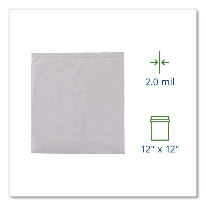 Seal Closure Bags, 2 mil, 12" x 12", Clear, 500/Carton