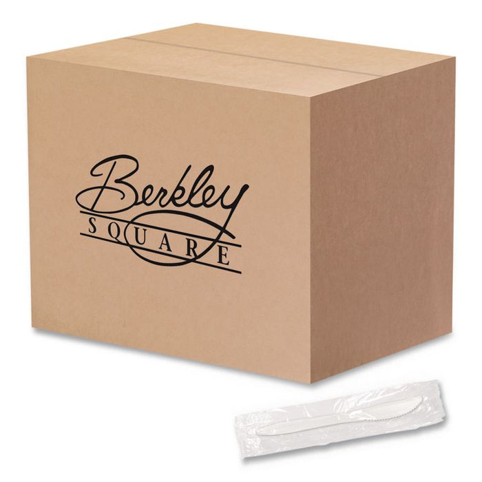 Individually Wrapped Mediumweight Cutlery, Knife, Plastic, White, 1,000/Carton
