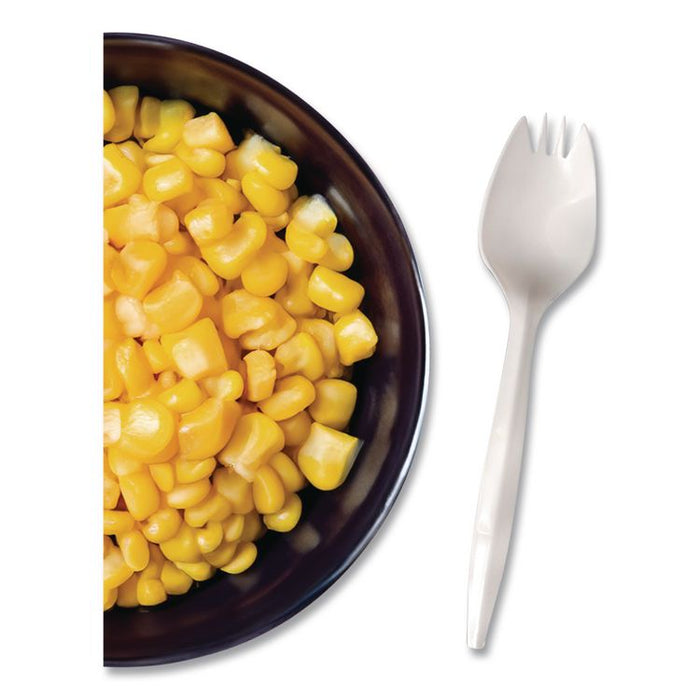 Mediumweight Polypropylene Cutlery, Spork, Plastic, White, 1,000/Carton