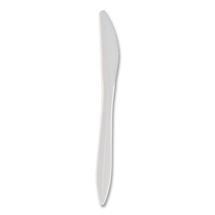 Elegant Dinnerware Heavyweight Cutlery, Knife, Plastic, White, 500/Box