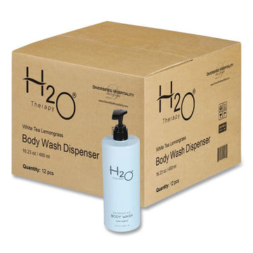 H2O Therapy Body Wash Air Pump, White Tea and Lemongrass Scent, 16.23 oz Bottle, 12/Carton