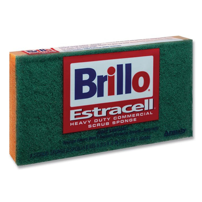 Commercial Heavy Duty Scrub Sponge, 3.5 x 6.12, 0.8" Thick, Orange/Green,12/Carton