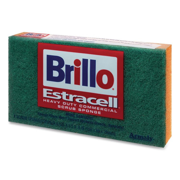 Commercial Heavy Duty Scrub Sponge, 3.5 x 6.12, 0.8" Thick, Orange/Green,12/Carton