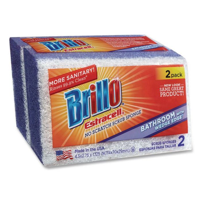 Estracell Bathroom Sponge, 4.5 x 2.75, 1.12" Thick, Purple/White, 2 Sponges/Pack, 12 Packs/Carton