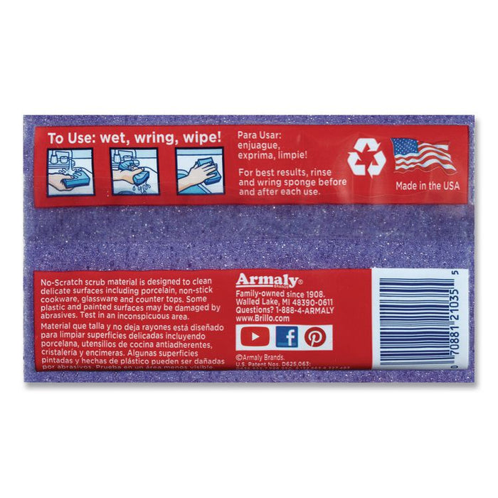 Estracell Scrub Sponge Variety Pack, 1 Bath, 2 Kitchen, 4.5 x 2.75, 1.12" Thick, Blue/Purple/White, 3/Pack, 8 Packs/Carton