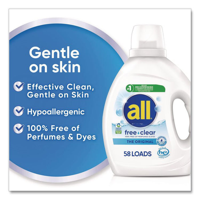 Free Clear HE Laundry Detergent, 58 Loads, Unscented, 73 oz Bottle, 6/Carton