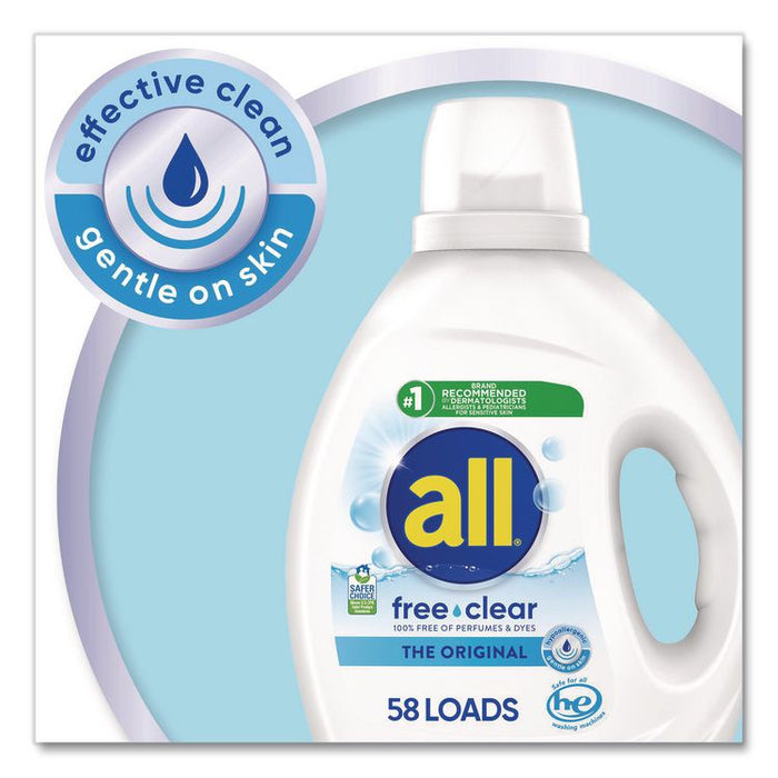 Free Clear HE Laundry Detergent, 58 Loads, Unscented, 73 oz Bottle, 6/Carton