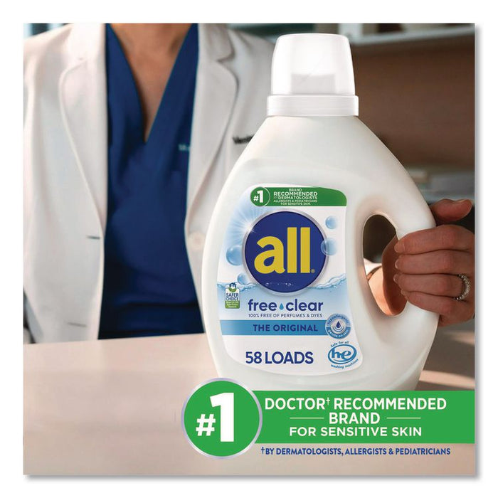Free Clear HE Laundry Detergent, 58 Loads, Unscented, 73 oz Bottle, 6/Carton