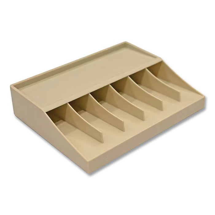 Coin Wrapper and Bill Strap Single-Tier Rack, 6 Compartments, 10" x 8.5" x 3", Pebble Beige