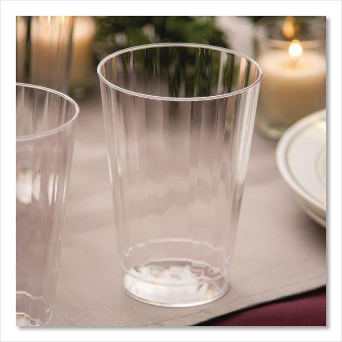Classic Crystal Plastic Tumblers, 12 oz, Clear, Fluted, Tall, 20/Pack, 12 Packs/Carton