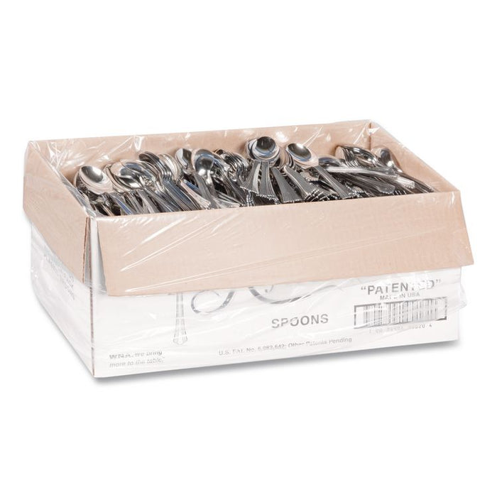 Heavyweight Plastic Spoons, Reflections Design, Silver, 600/Carton