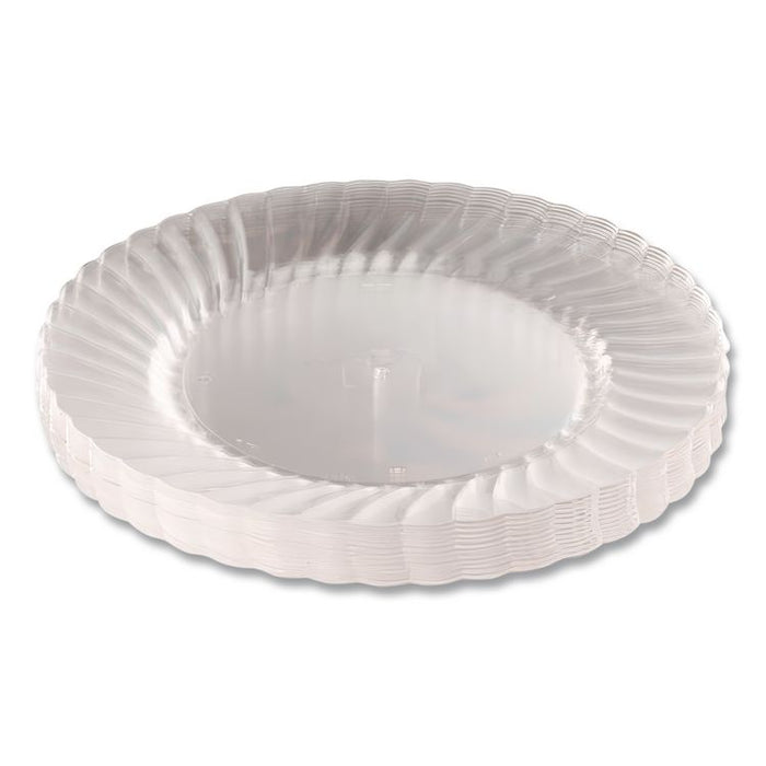 Classicware Plates, Plastic, 10.25" dia, Clear, 12/Bag, 12 Bags/Carton