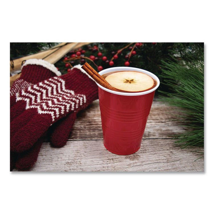 SOLO Party Plastic Cold Drink Cups, 16 oz, Red, 24/Pack, 25 Packs/Carton