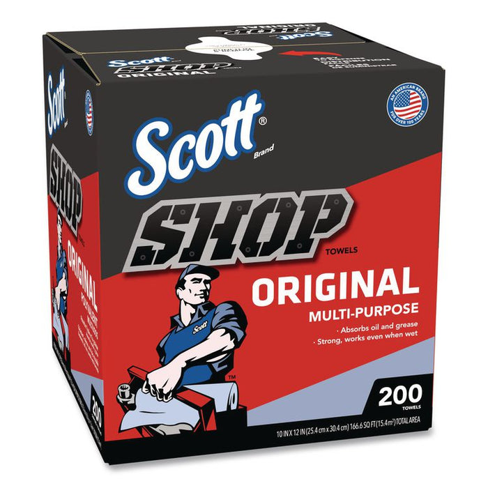 Shop Towels Original, 1-Ply, 9 x 12, Unscented, Blue, 200/Box