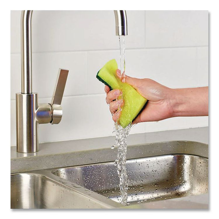 Estracell Heavy Duty Scrub Sponge, 4.9 x 2.9, 0.8" Thick, Yellow/Green, 12/Carton