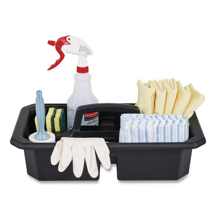 Cleaning Caddy, Compatible with Full Size and Compact Housekeeping Carts, Plastic, Black, 6/Carton
