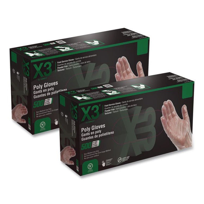 Poly Food Safe Industrial Gloves, Powder-Free, Medium, Clear, 500/Box