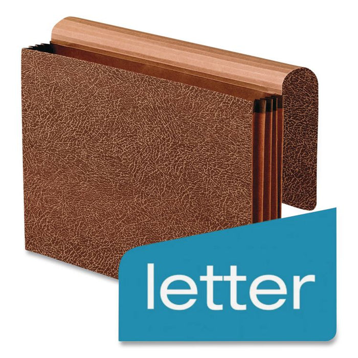 Premium Reinforced Expanding Wallet, 3.5" Expansion, 1 Section, Elastic Cord Closure, Legal Size, Red Fiber, 5/Box