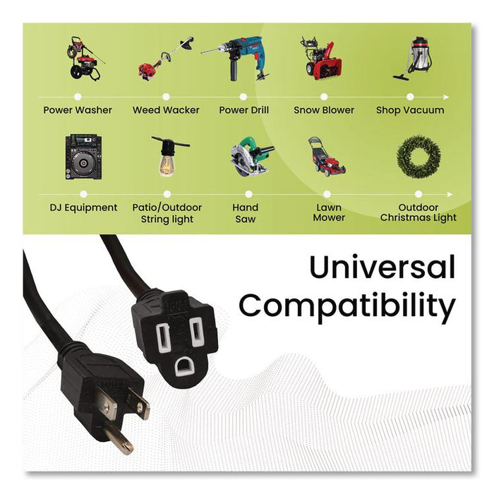 16 AWG Outdoor Extension Cord, 25 ft, 13 A, Black