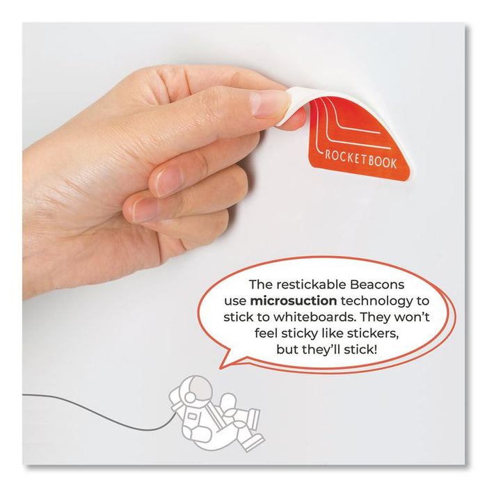 Beacons Smart Stickers for Whiteboards, Reusable Triangles, 2.5" x 2.5", Fluorescent Orange, 4/Pack