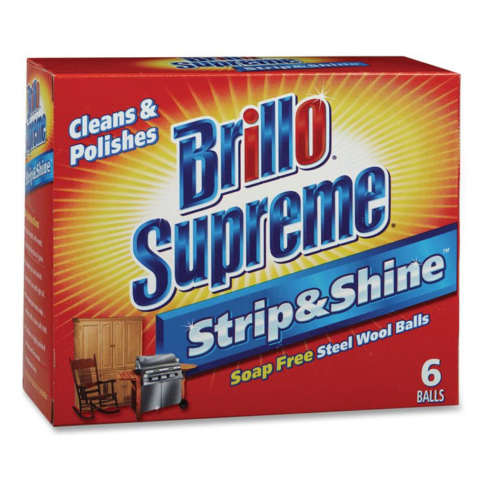 Strip and Shine Steel Wool Balls, 2.5 x 2, Gray, 6 Balls/Box, 24 Boxes/Carton