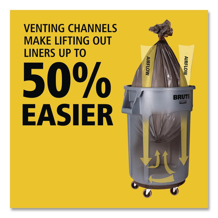 Vented Round Brute Container, 10 gal, Plastic, Gray