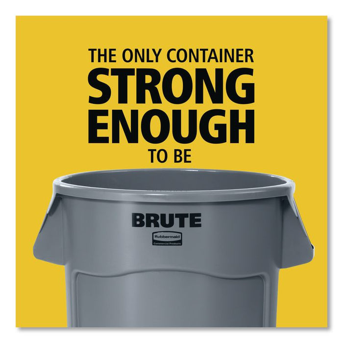 Vented Round Brute Container, 10 gal, Plastic, Red, 6/Carton