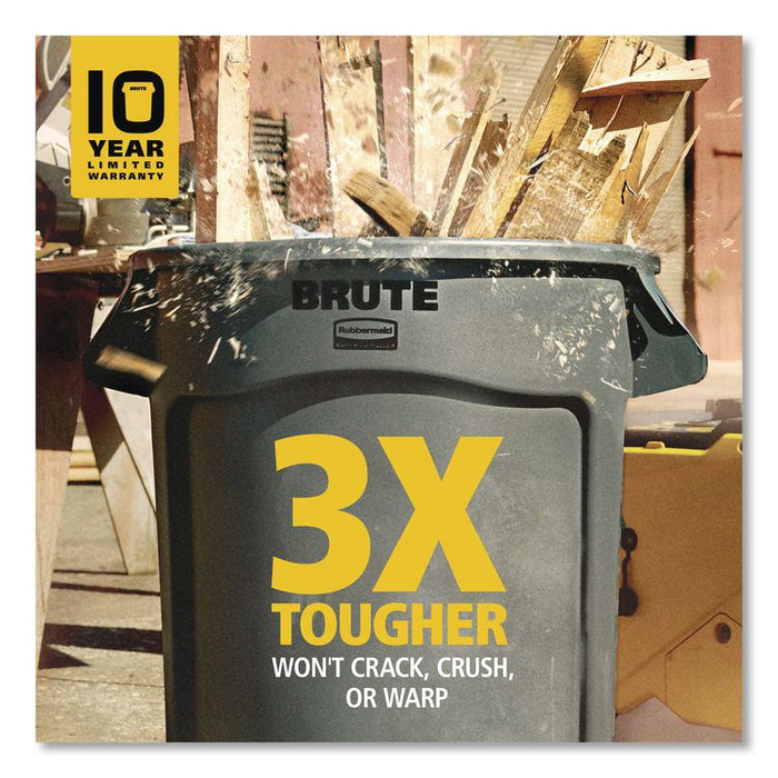 Brute Container, 10 gal, Plastic, Blue