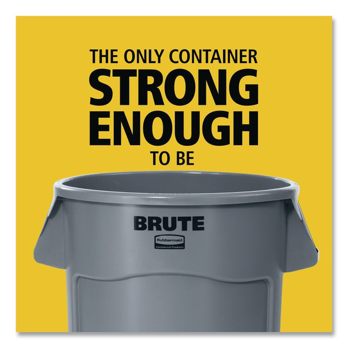 Vented Round Brute Container, 32 gal, Plastic, Dark Green