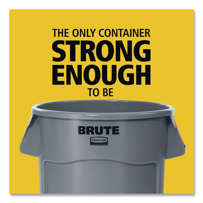 Vented Round Brute Container, 32 gal, Plastic, Red