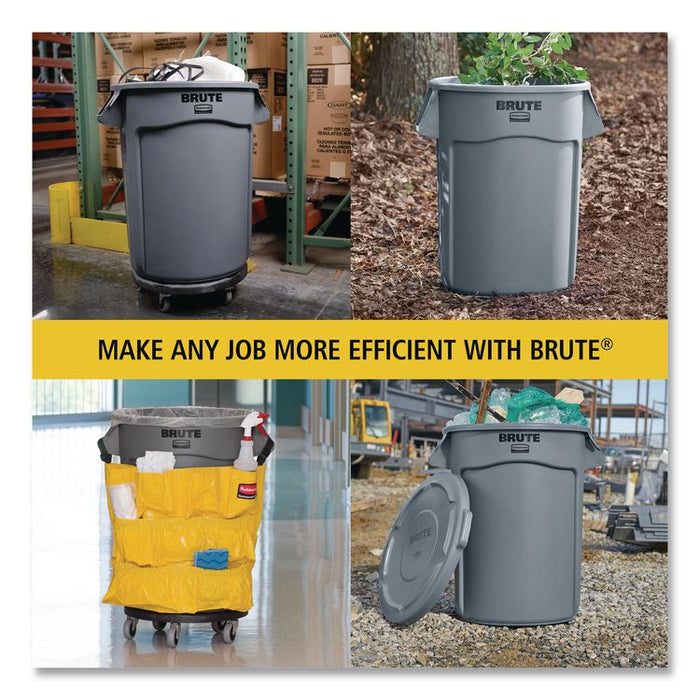 Vented Round Brute Container, 44 gal, Plastic, Blue