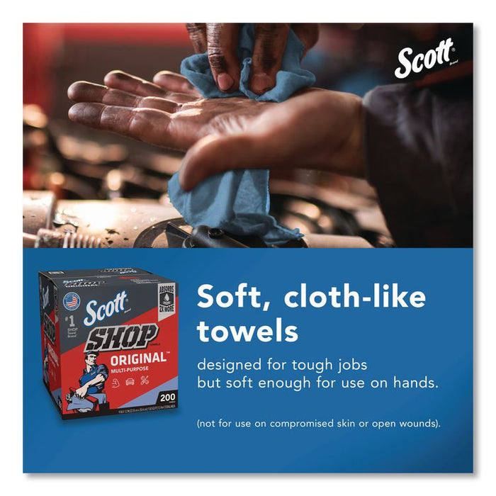 Shop Towels Original, 1-Ply, 9 x 12, Unscented, Blue, 200/Box