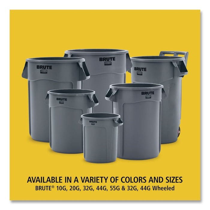 Vented Round Brute Container, 55 gal, Plastic,  Gray