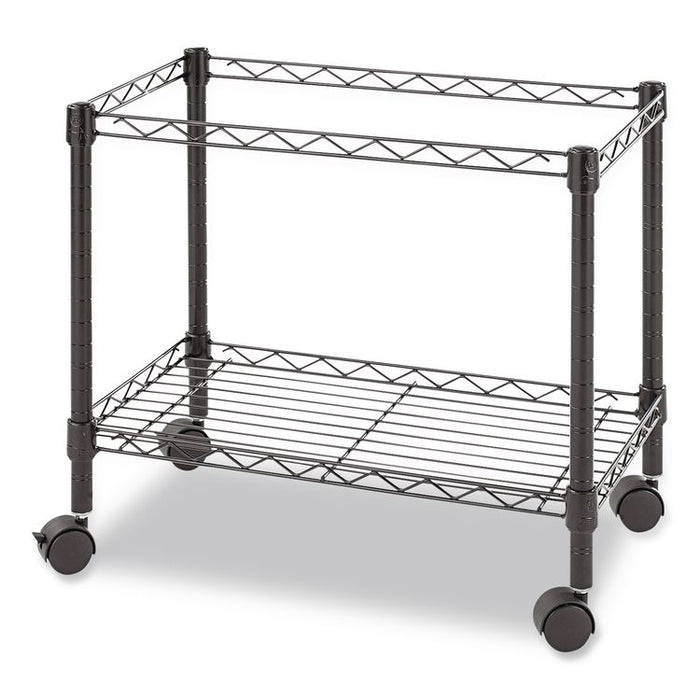 One-Tier File Cart for Side-to-Side Filing, Metal, 1 Shelf, 1 Bin, 24" x 14" x 21", Black