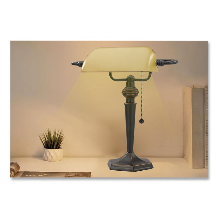 Traditional Banker's Lamp, 10w x 13.38d x 16h, Antique Bronze