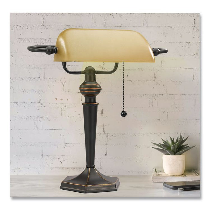 Traditional Banker's Lamp, 10w x 13.38d x 16h, Antique Bronze