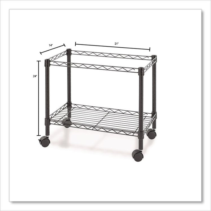 One-Tier File Cart for Side-to-Side Filing, Metal, 1 Shelf, 1 Bin, 24" x 14" x 21", Black