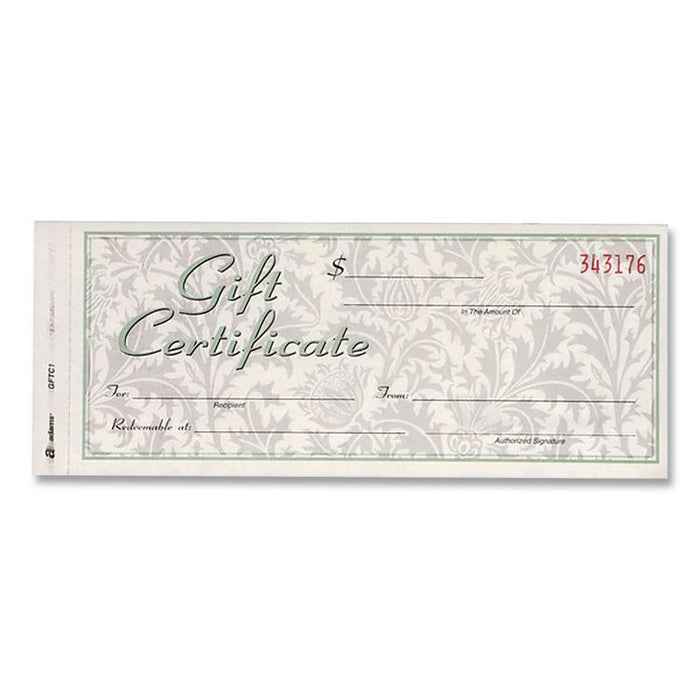 Gift Certificates with Envelopes, 8 x 3.4, White/Canary, 25/Book