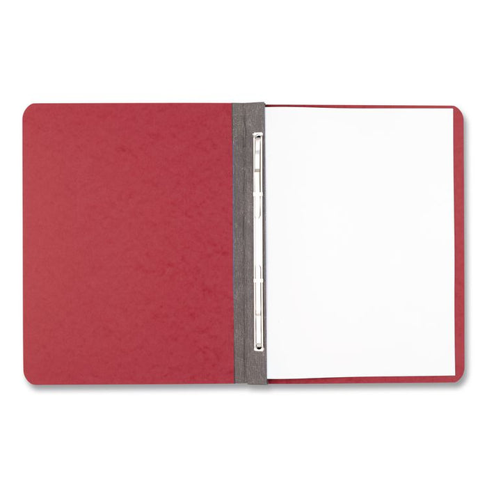 PRESSTEX Report Cover with Tyvek Reinforced Hinge, Side Bound, Two-Piece Prong Fastener, 3" Capacity, 14 x 8.5, Red/Red