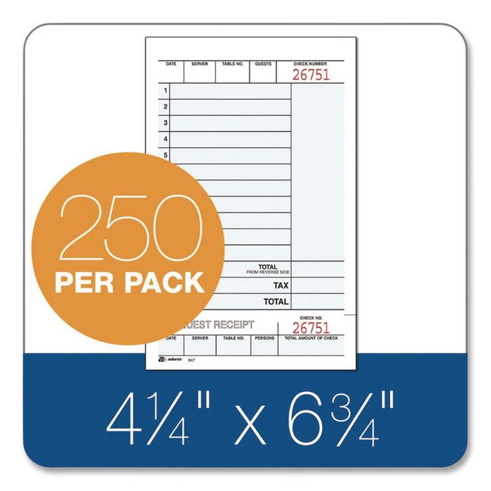 Multi-Part Guest Check Unit Sets, Two-Part Carbonless, 4.25 x 6.75, 250 Forms Total