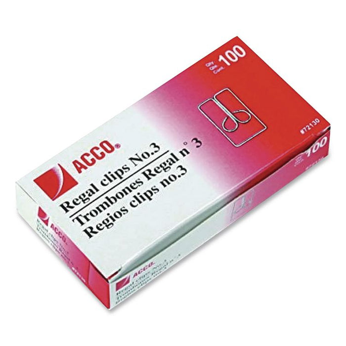 Regal Clips, #3, Smooth, Silver, 100/Box