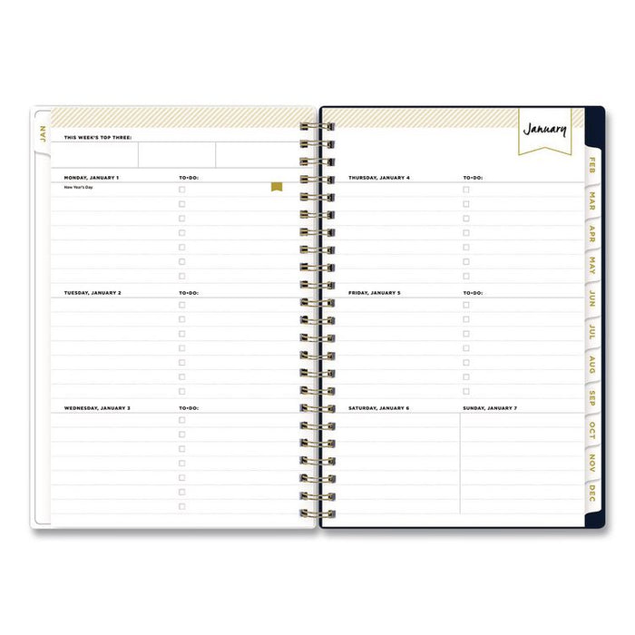 Day Designer Peyton Create-Your-Own Cover Weekly/Monthly Planner, Floral Artwork, 8 x 5, Navy Cover, 12-Month (Jan-Dec): 2026