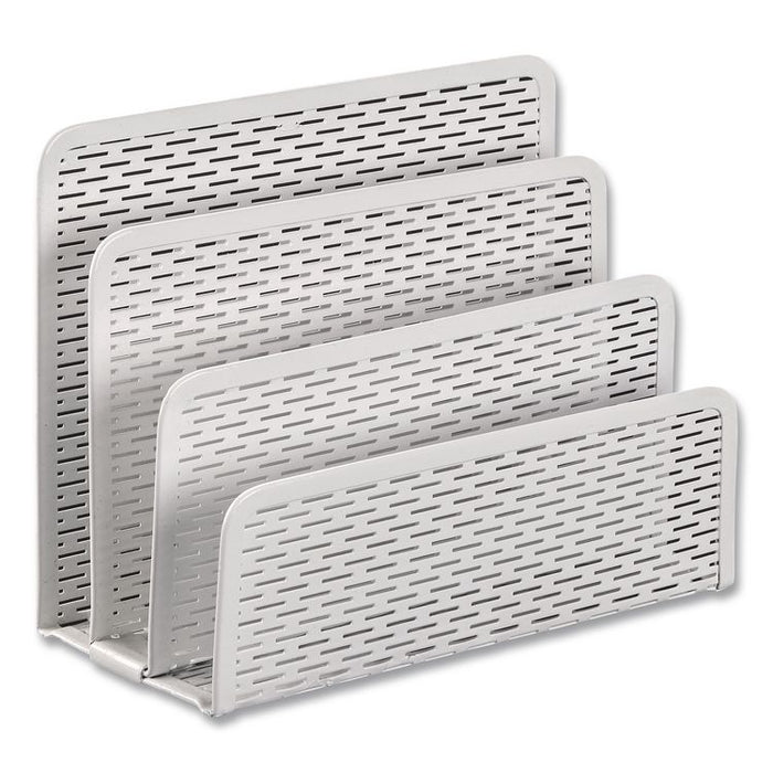 Urban Collection Punched Metal Letter Sorter, 3 Sections, DL to A6 Size Files, 6.5" x 3.25" x 5.5", White