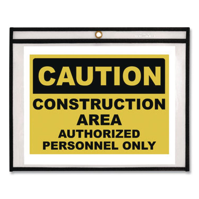 Stitched Shop Ticket Holders, Super Heavy-Duty, Top Load 11 x 8.5 Insert, Clear Front, Black Border, 25/Box