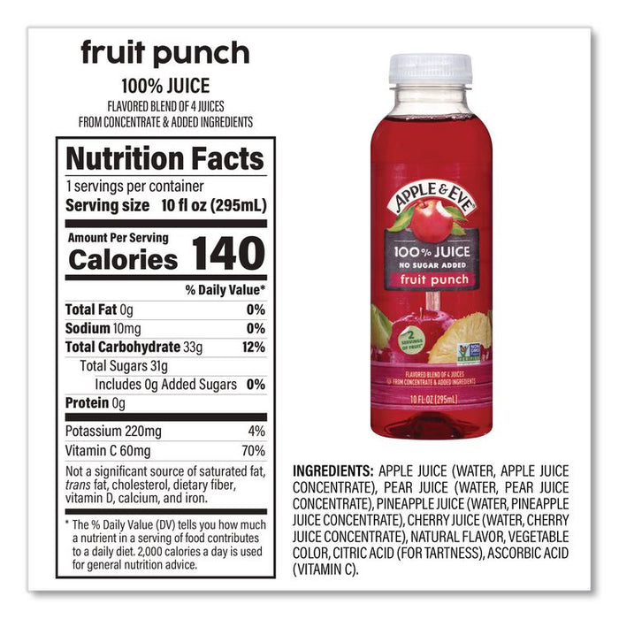 100% Fruit Juice Variety Pack, Assorted Flavors, 10 oz Bottle, 24/Carton
