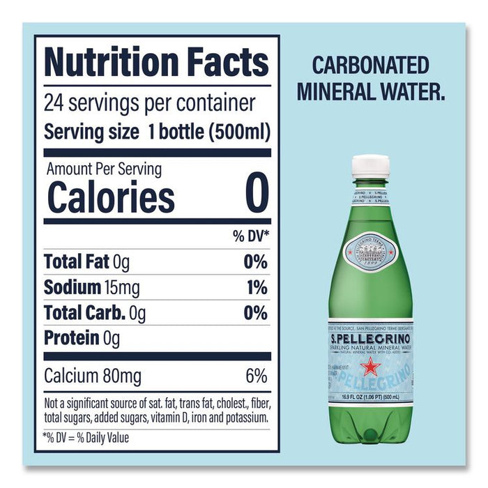 Sparkling Water Bottles, Unflavored, 16.9 oz Bottle, 24/Carton