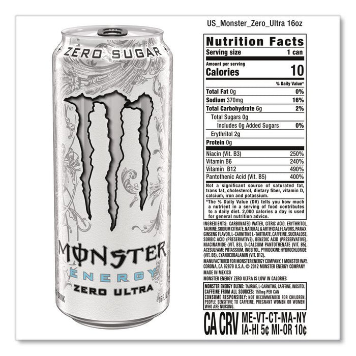 Ultra Zero, Original, 16 oz Bottle, 24/Carton