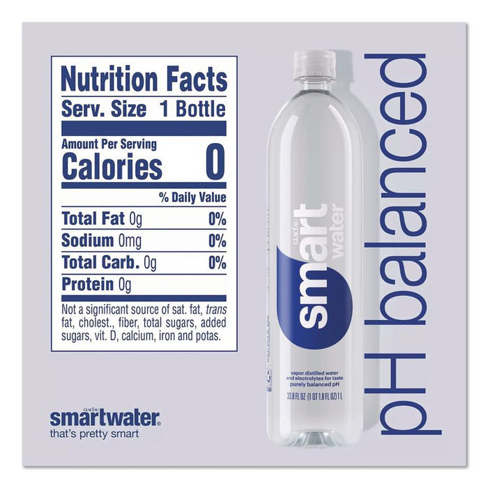 Vapor-Distilled Water, Unflavored, 33.8 oz Bottle, 15/Carton